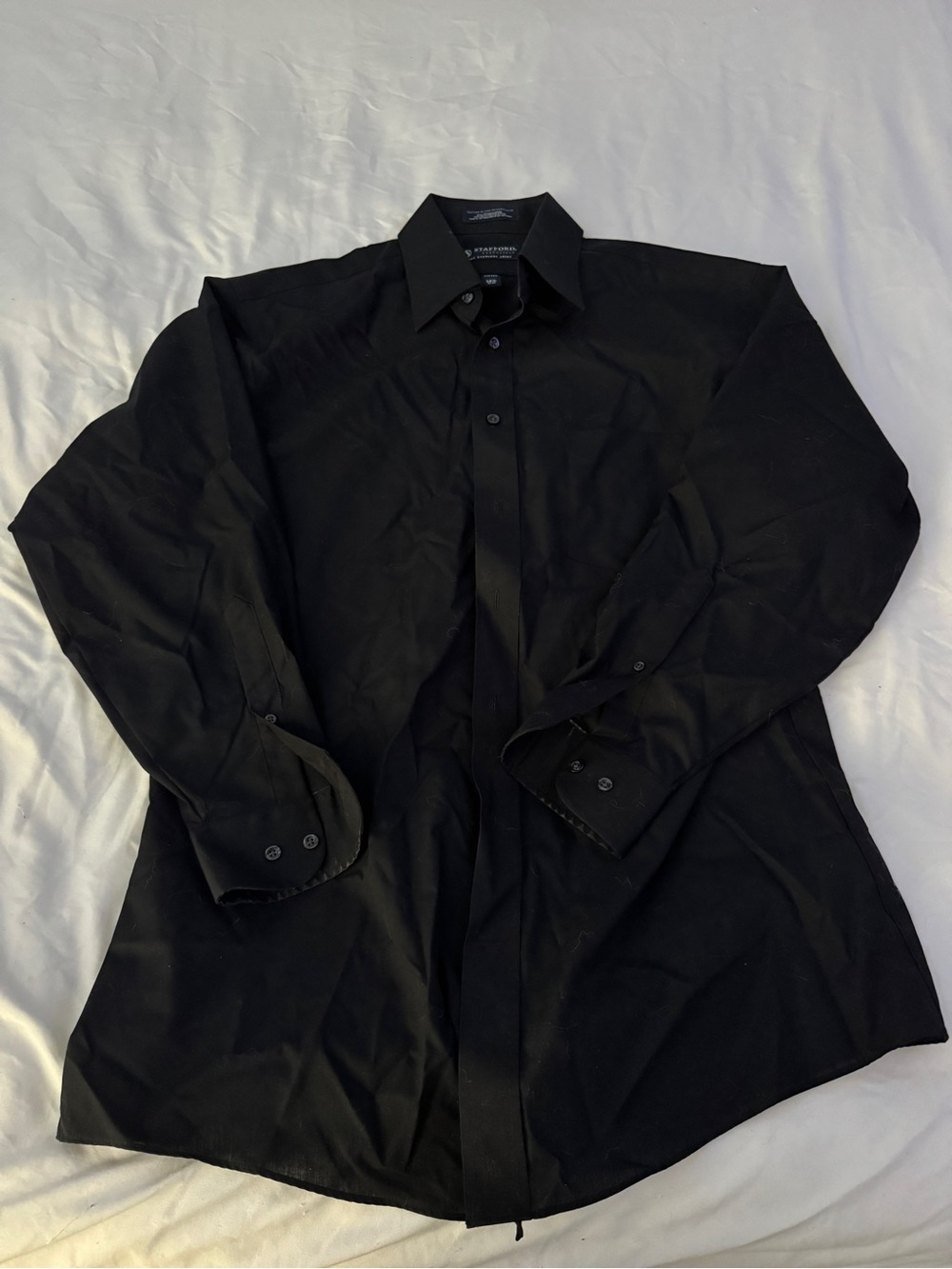 Stafford Essentials Black Broadcloth Fitted Dress Shirt 16.5 32/33 Large